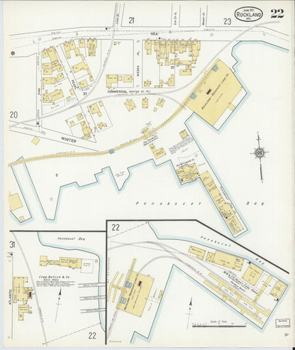 Sanborn Fire Insurance Map from Rockland, Knox County, Maine (1912), Sheet #0022 - Complete Map Set gallery image, historic Sanborn map, vintage wall art, Maine Maine