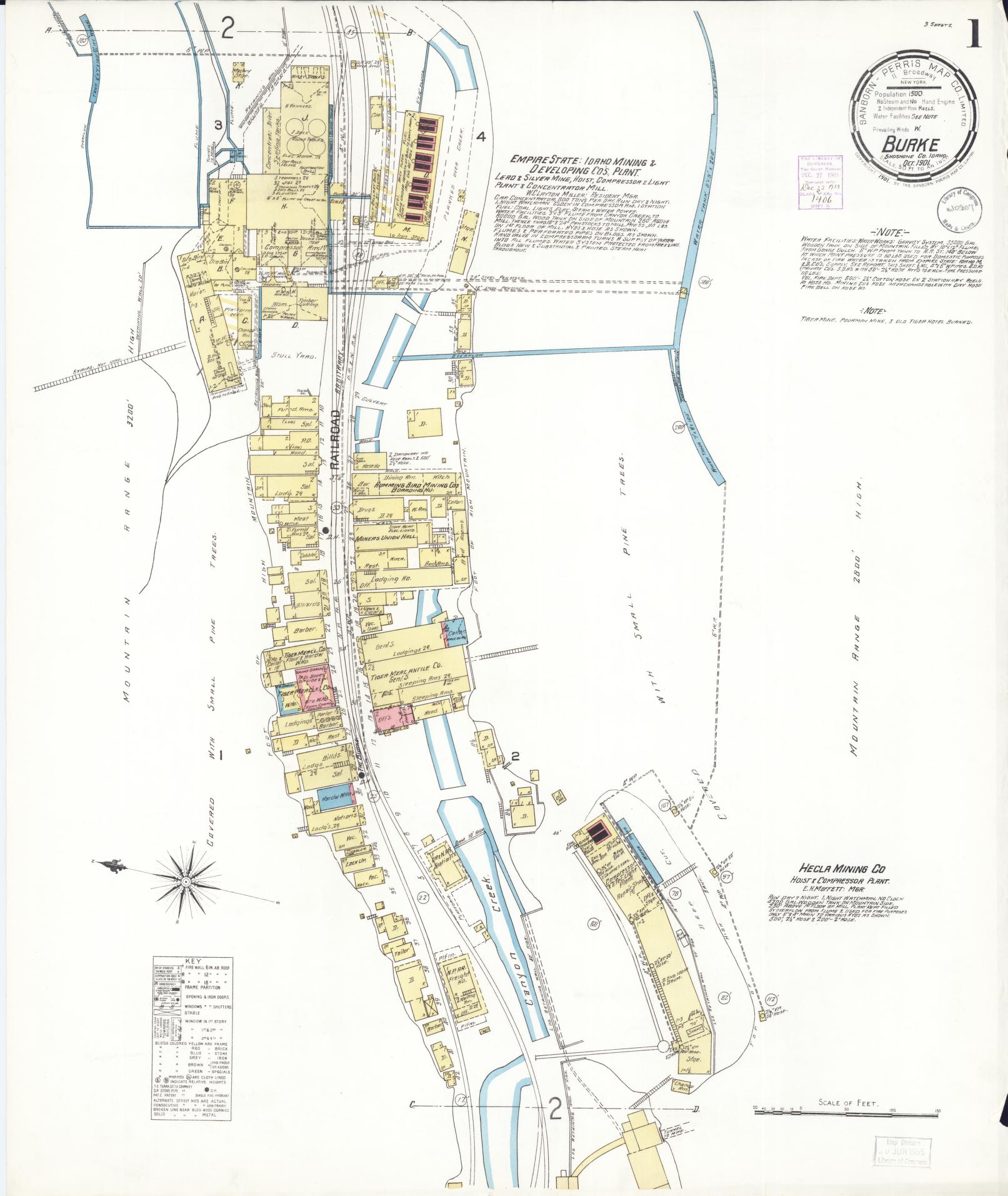 Sanborn Fire Insurance Map from Burke, Shoshone County, Idaho. (1901) – Historic Sanborn Fire Insurance Map Print