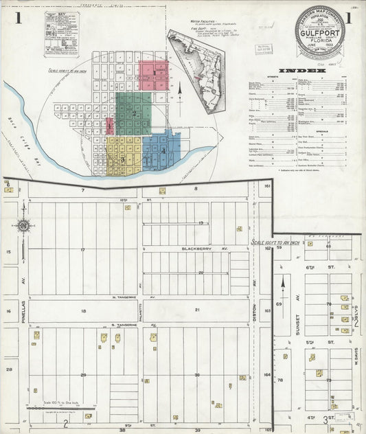 Sanborn Fire Insurance Map from Gulfport, Pinellas County, Florida (1923), Sheet #0001 - Historic Sanborn Fire Insurance Map Print, vintage old map wall art, antique decor, genealogy gift, Florida Florida map