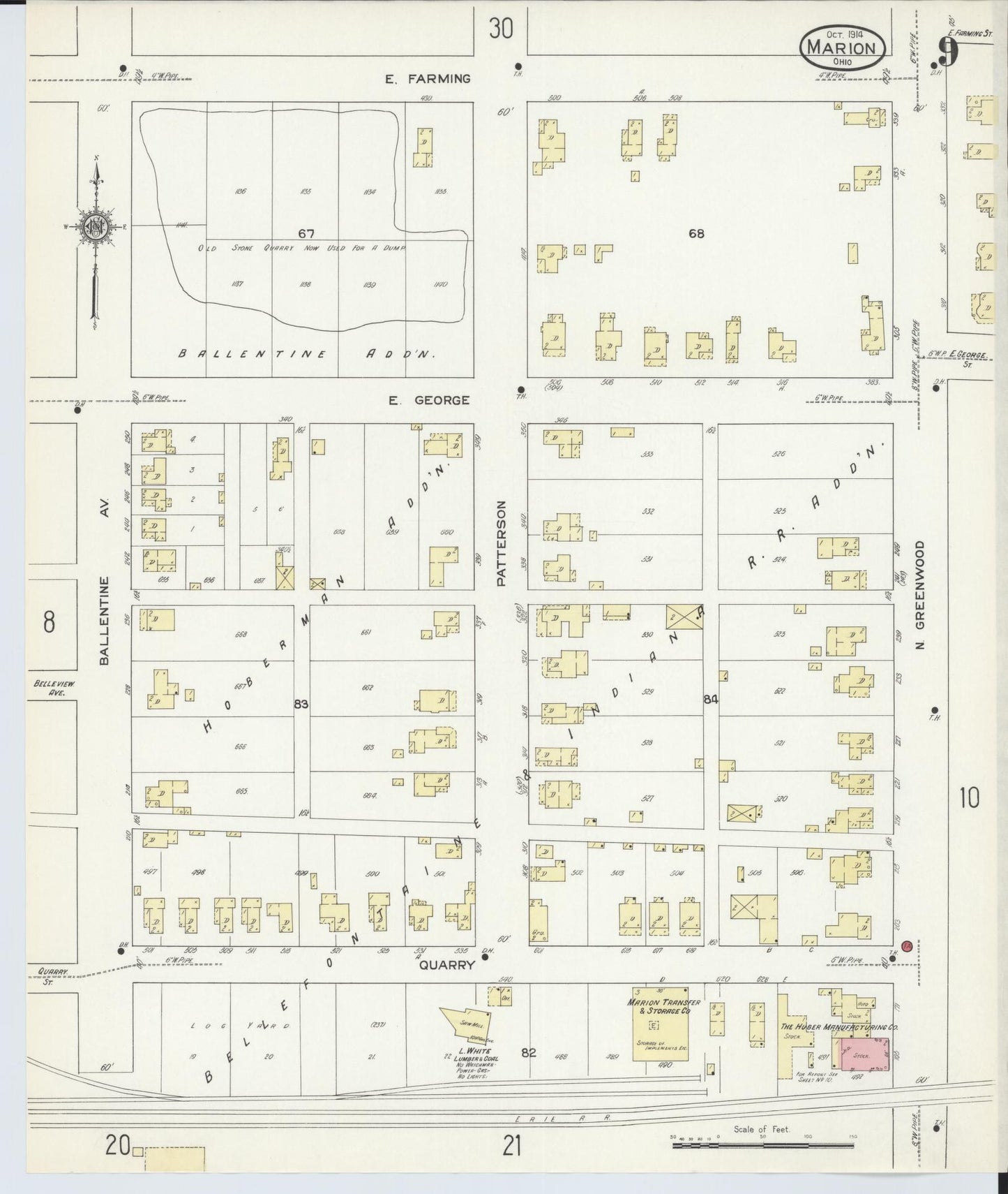 Sanborn Fire Insurance Map from Marion, Marion County, Ohio (1914), Sheet #0009 - Complete Map Set gallery image, historic Sanborn map, vintage wall art, Ohio Ohio