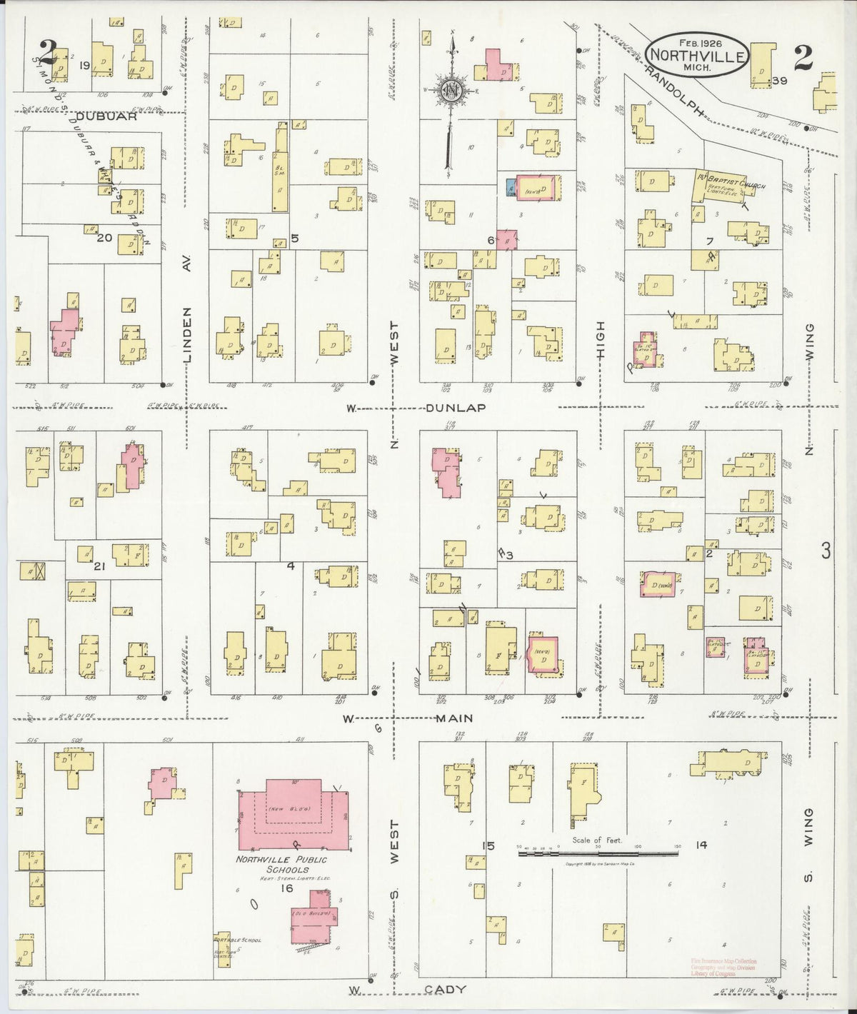 Sanborn Fire Insurance Map from Northville, Wayne County, Michigan (1926), Sheet #0002 - Historic Sanborn Fire Insurance Map Print, vintage old map wall art, antique decor, genealogy gift, Michigan Michigan map