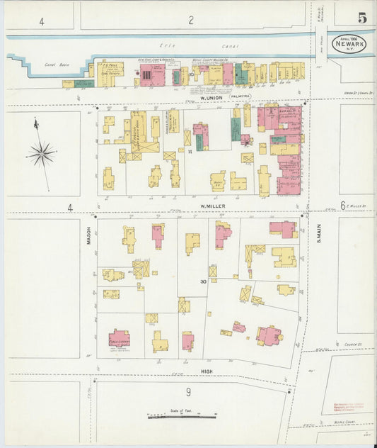 Sanborn Fire Insurance Map from Newark, Wayne County, New York (1906), Sheet #0005 - Historic Sanborn Fire Insurance Map Print, vintage old map wall art, antique decor, genealogy gift, New York New York map