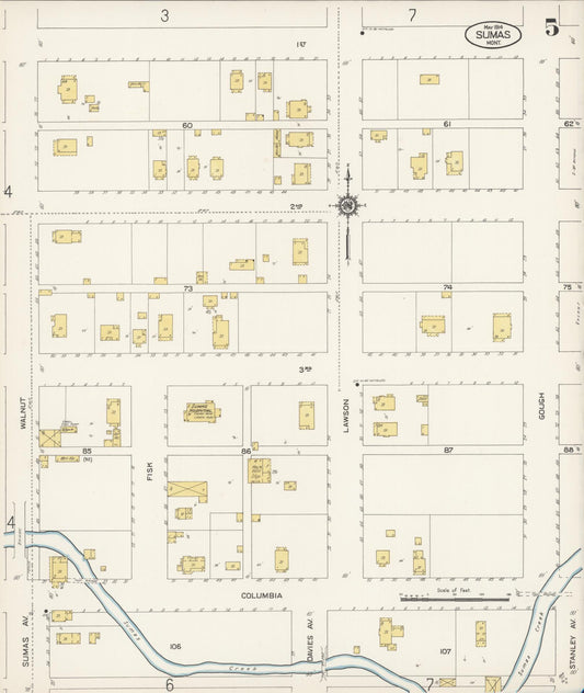 Sanborn Fire Insurance Map from Sumas, Whatcom County, Washington (1914), Sheet #0005 - Historic Sanborn Fire Insurance Map Print, vintage old map wall art, antique decor, genealogy gift, Washington Washington map