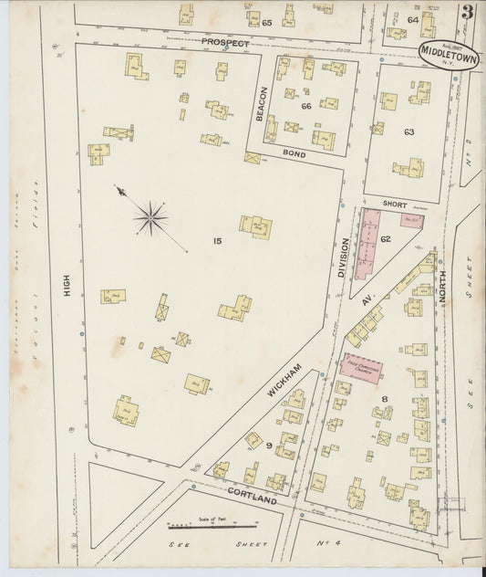 Sanborn Fire Insurance Map from Middletown, Orange County, New York (1887), Sheet #0002 - Historic Sanborn Fire Insurance Map Print, vintage old map wall art, antique decor, genealogy gift, New York New York map