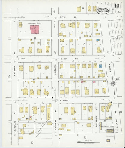 Sanborn Fire Insurance Map from Pawhuska, Osage County, Oklahoma (1920), Sheet #0010 - Complete Map Set gallery image, historic Sanborn map, vintage wall art, Oklahoma Oklahoma