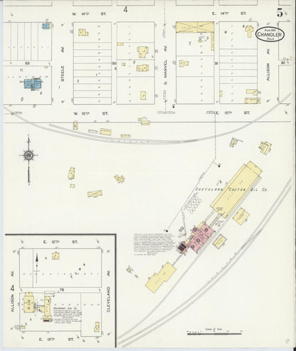 Sanborn Fire Insurance Map from Chandler, Lincoln County, Oklahoma (1914), Sheet #0005 - Complete Map Set gallery image, historic Sanborn map, vintage wall art, Oklahoma Oklahoma