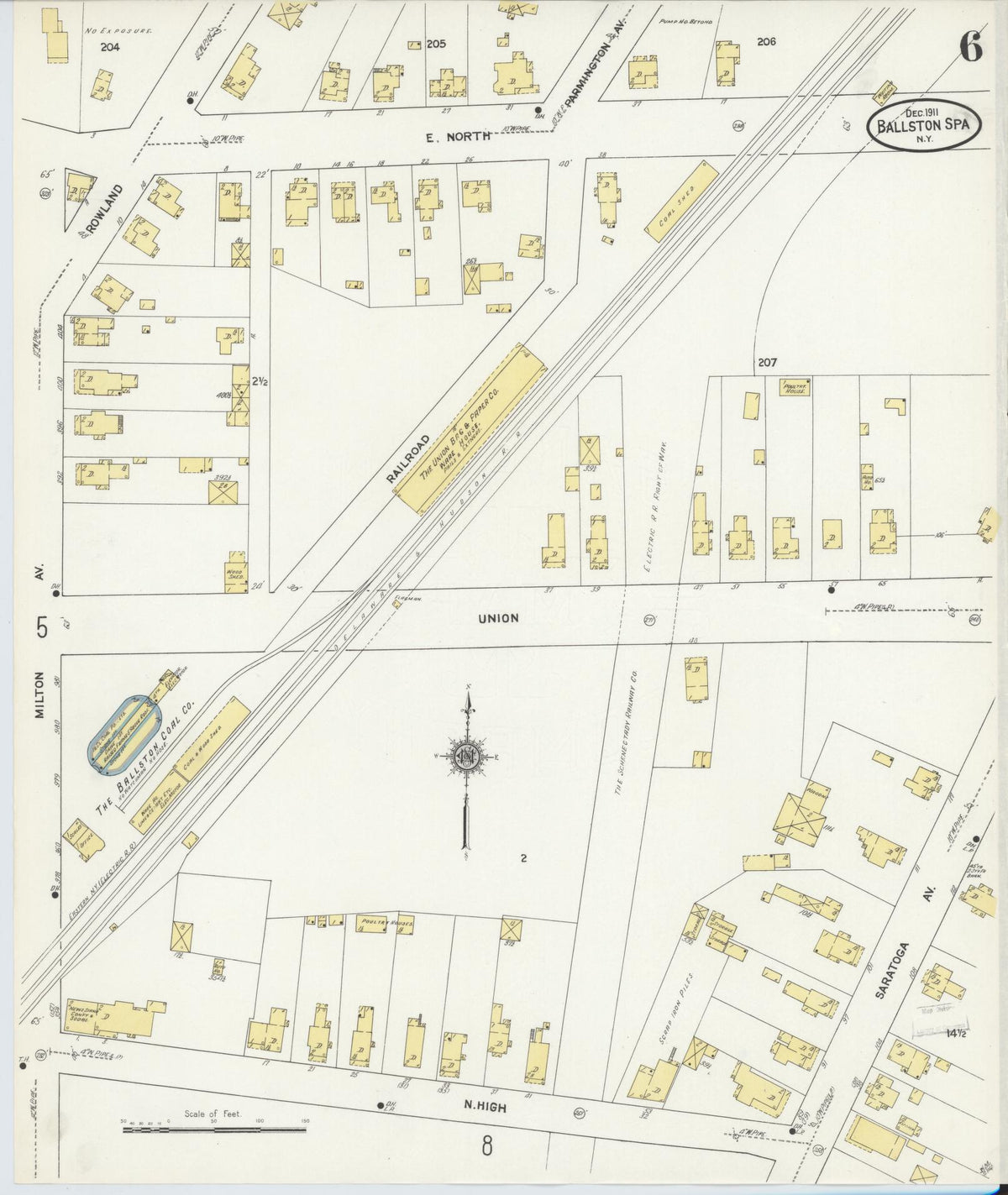 Sanborn Fire Insurance Map from Ballston Spa, Saratoga County, New York (1911), Sheet #0006 - Complete Map Set gallery image, historic Sanborn map, vintage wall art, New York New York