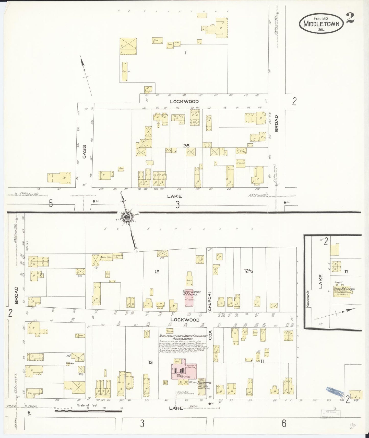 Sanborn Fire Insurance Map from Middletown, New Castle County, Delaware (1910), Sheet #0002 - Complete Map Set gallery image, historic Sanborn map, vintage wall art, Delaware Delaware