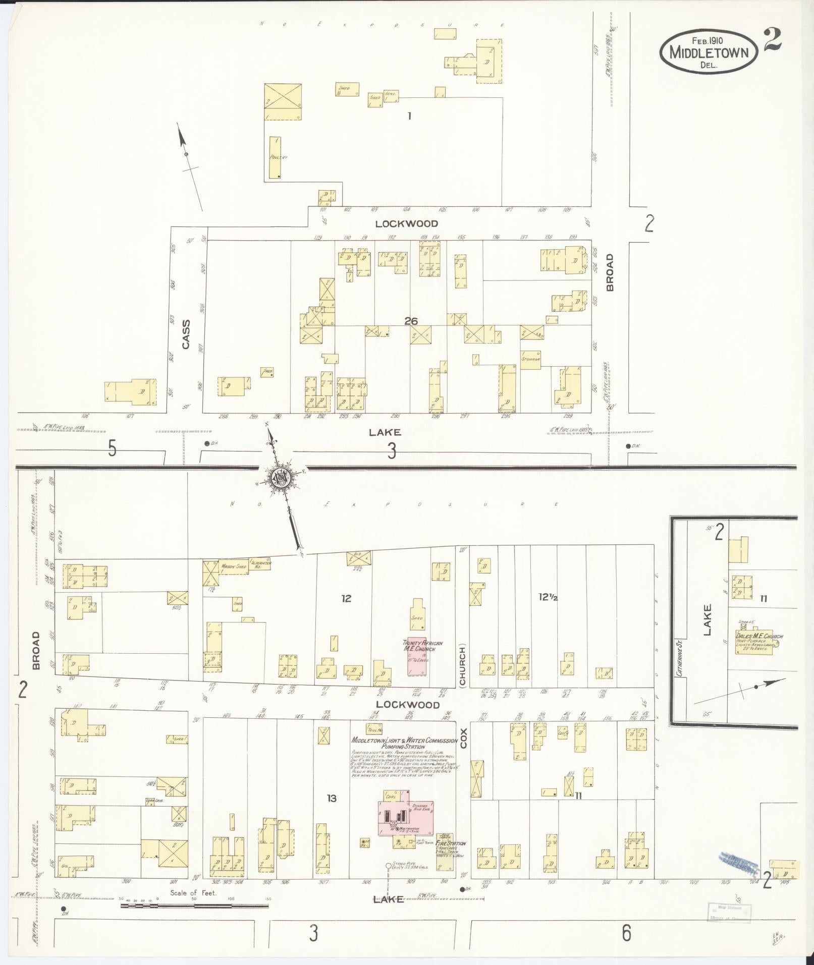 Sanborn Fire Insurance Map from Middletown, New Castle County, Delaware (1910), Sheet #0002 - Complete Map Set gallery image, historic Sanborn map, vintage wall art, Delaware Delaware