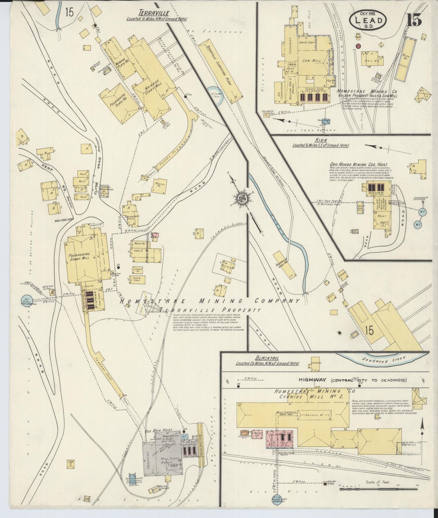 Sanborn Fire Insurance Map from Lead, Lawrence County, South Dakota (1915), Sheet #0015 - Complete Map Set gallery image, historic Sanborn map, vintage wall art, South Dakota South Dakota