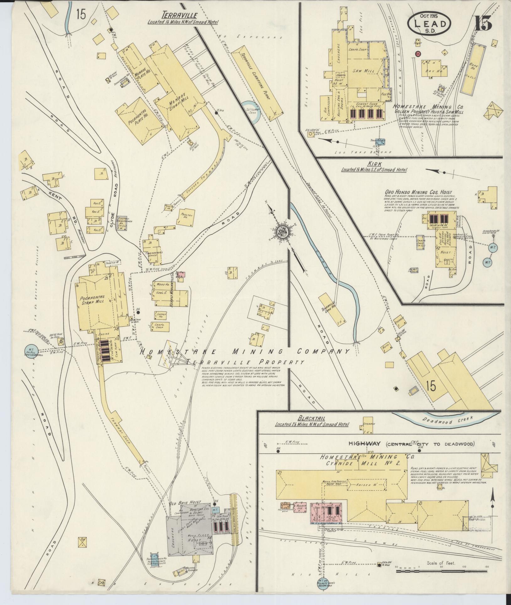 Sanborn Fire Insurance Map from Lead, Lawrence County, South Dakota (1915), Sheet #0015 - Complete Map Set gallery image, historic Sanborn map, vintage wall art, South Dakota South Dakota
