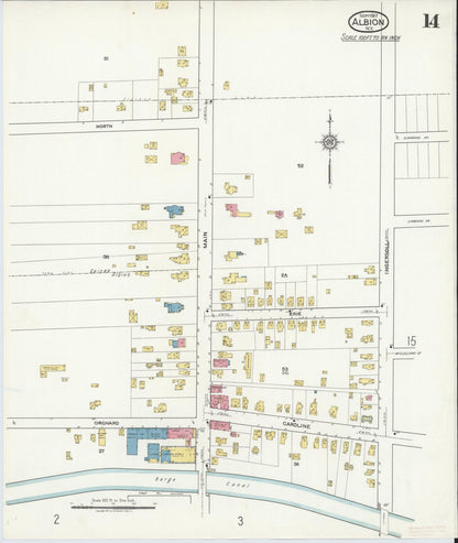 Sanborn Fire Insurance Map from Albion, Orleans County, New York (1917), Sheet #0014 - Complete Map Set gallery image, historic Sanborn map, vintage wall art, New York New York