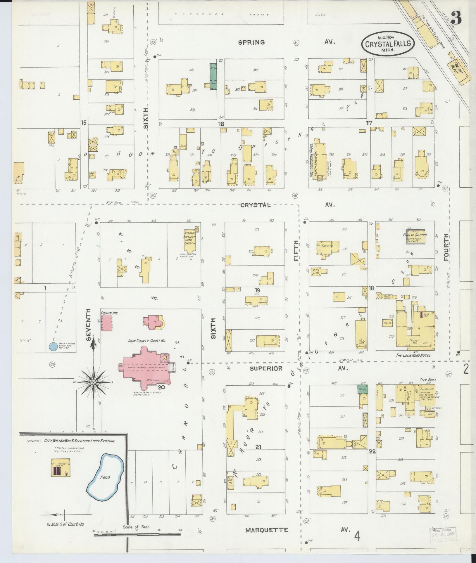 Sanborn Fire Insurance Map from Crystal Falls, Iron County, Michigan (1904), Sheet #0003 - Complete Map Set gallery image, historic Sanborn map, vintage wall art, Michigan Michigan