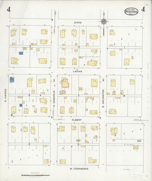 Sanborn Fire Insurance Map from Winters, Runnels County, Texas (1925), Sheet #0004 - Historic Sanborn Fire Insurance Map Print, vintage old map wall art, antique decor, genealogy gift, Texas Texas map