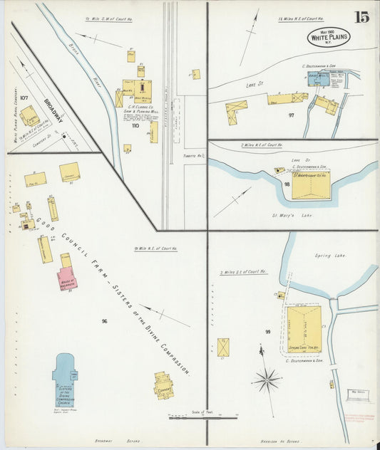 Sanborn Fire Insurance Map from White Plains, Westchester County, New York (1900), Sheet #0015 - Historic Sanborn Fire Insurance Map Print, vintage old map wall art, antique decor, genealogy gift, New York New York map