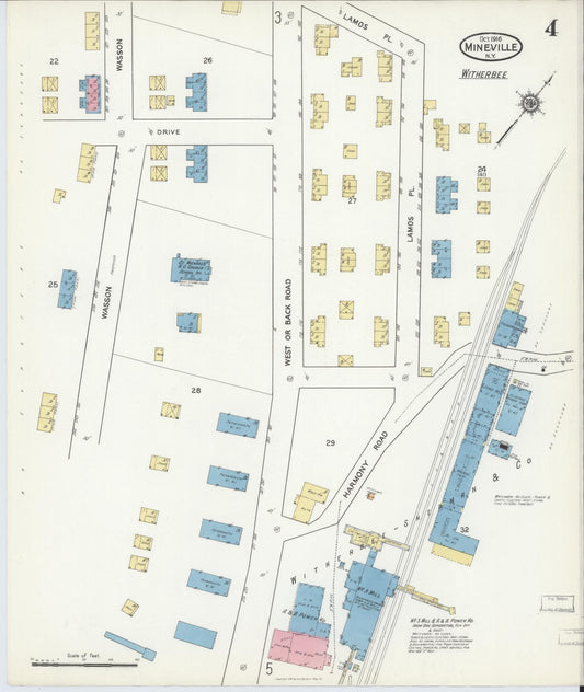 Sanborn Fire Insurance Map from Mineville, Essex County, New York (1916), Sheet #0004 - Historic Sanborn Fire Insurance Map Print, vintage old map wall art, antique decor, genealogy gift, New York New York map