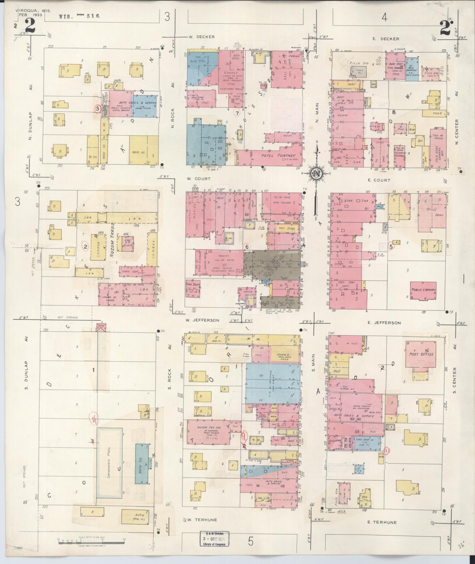 Sanborn Fire Insurance Map from Viroqua, Vernon County, Wisconsin (1949), Sheet #0002 - Historic Sanborn Fire Insurance Map Print, vintage old map wall art, antique decor, genealogy gift, Wisconsin Wisconsin map