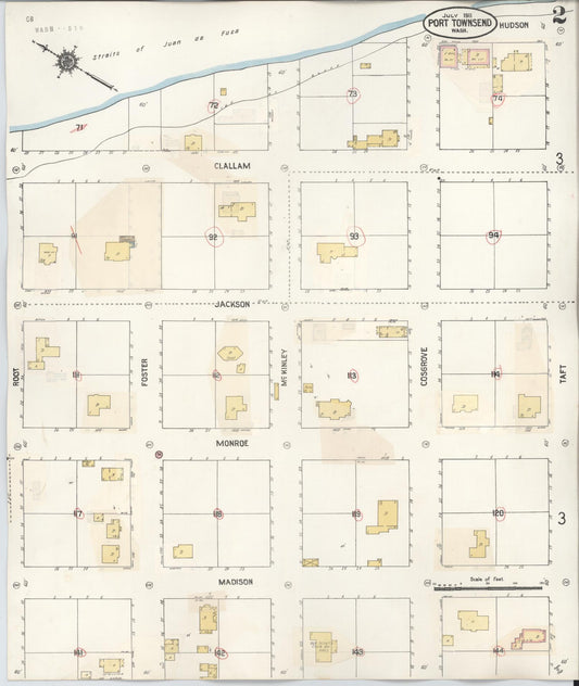 Sanborn Fire Insurance Map from Port Townsend, Jefferson County, Washington (1949), Sheet #0002 - Historic Sanborn Fire Insurance Map Print, vintage old map wall art, antique decor, genealogy gift, Washington Washington map