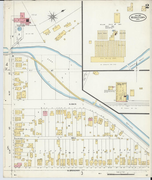 Sanborn Fire Insurance Map from Middletown, Butler County, Ohio (1907), Sheet #0002 - Historic Sanborn Fire Insurance Map Print, vintage old map wall art, antique decor, genealogy gift, Ohio Ohio map
