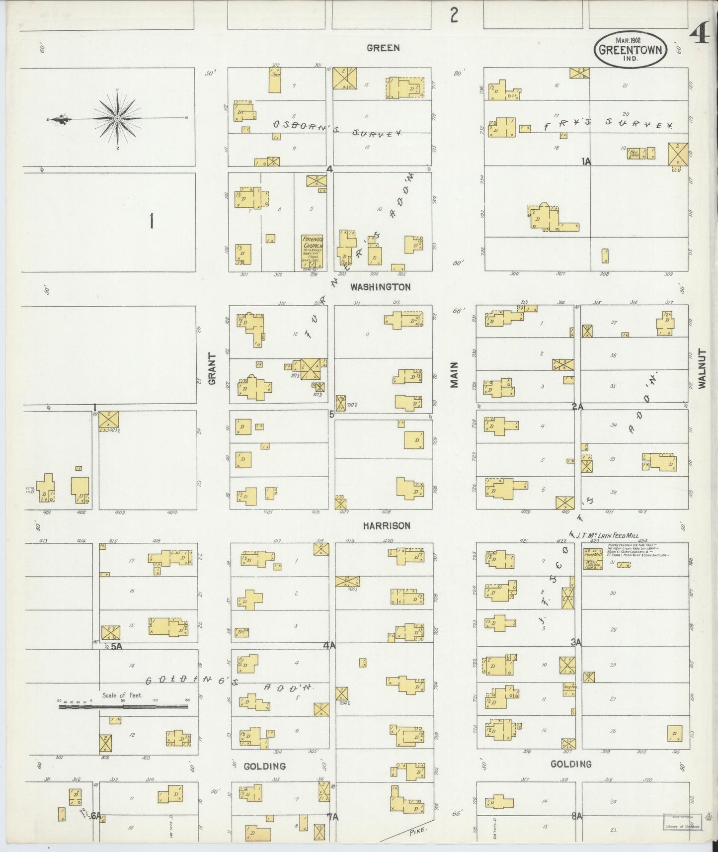 Sanborn Fire Insurance Map from Greentown, Howard County, Indiana (1902), Sheet #0004 - Historic Sanborn Fire Insurance Map Print, vintage old map wall art, antique decor, genealogy gift, Indiana Indiana map