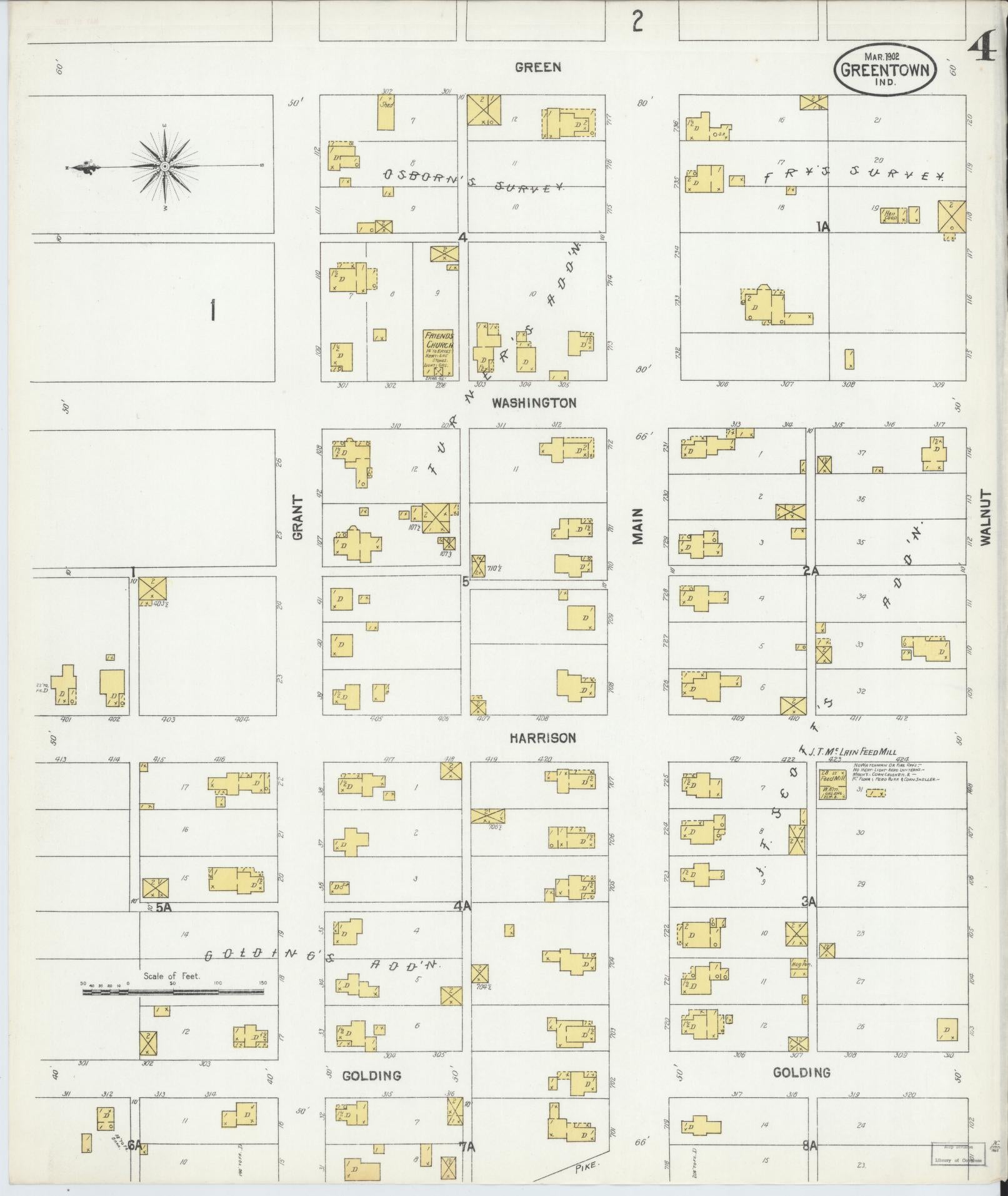 Sanborn Fire Insurance Map from Greentown, Howard County, Indiana (1902), Sheet #0004 - Historic Sanborn Fire Insurance Map Print, vintage old map wall art, antique decor, genealogy gift, Indiana Indiana map