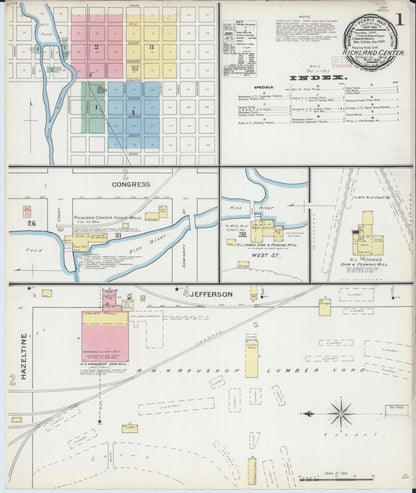 Sanborn Fire Insurance Map from Richland Center, Richland County, Wisconsin (1892), Sheet #0001 - Complete Map Set gallery image, historic Sanborn map, vintage wall art, Wisconsin Wisconsin