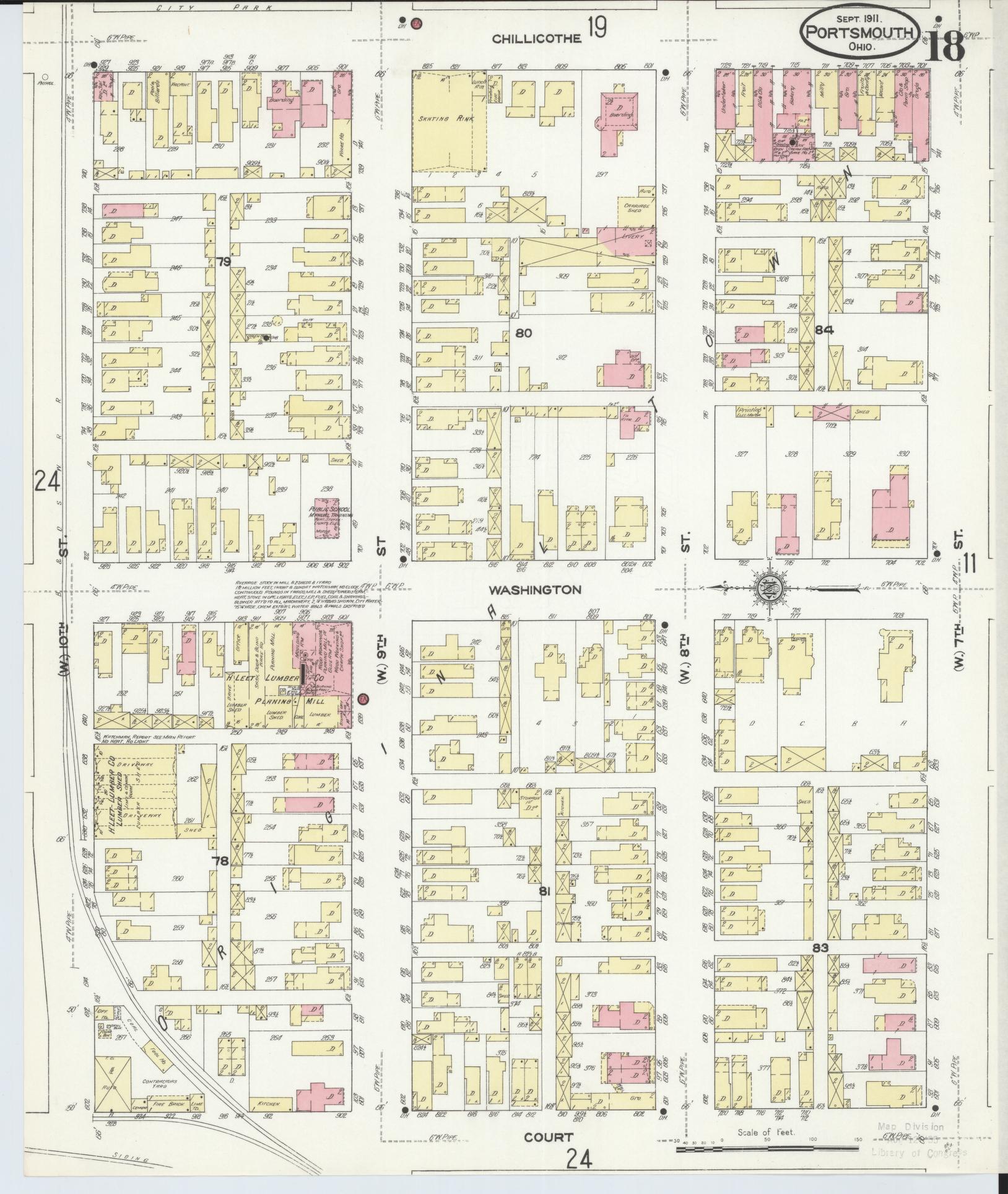 Sanborn Fire Insurance Map from Portsmouth, Scioto County, Ohio (1911), Sheet #0018 - Complete Map Set gallery image, historic Sanborn map, vintage wall art, Ohio Ohio