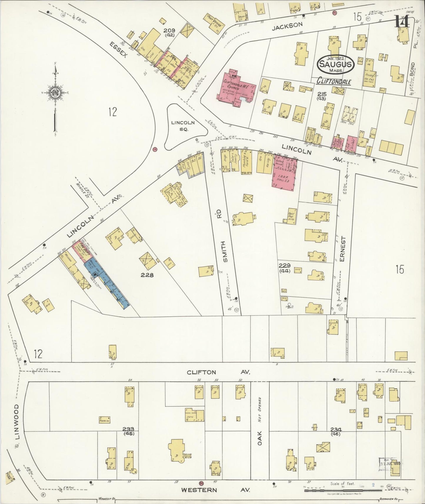 Sanborn Fire Insurance Map from Saugus, Essex County, Massachusetts (1922), Sheet #0014 - Complete Map Set gallery image, historic Sanborn map, vintage wall art, Massachusetts Massachusetts