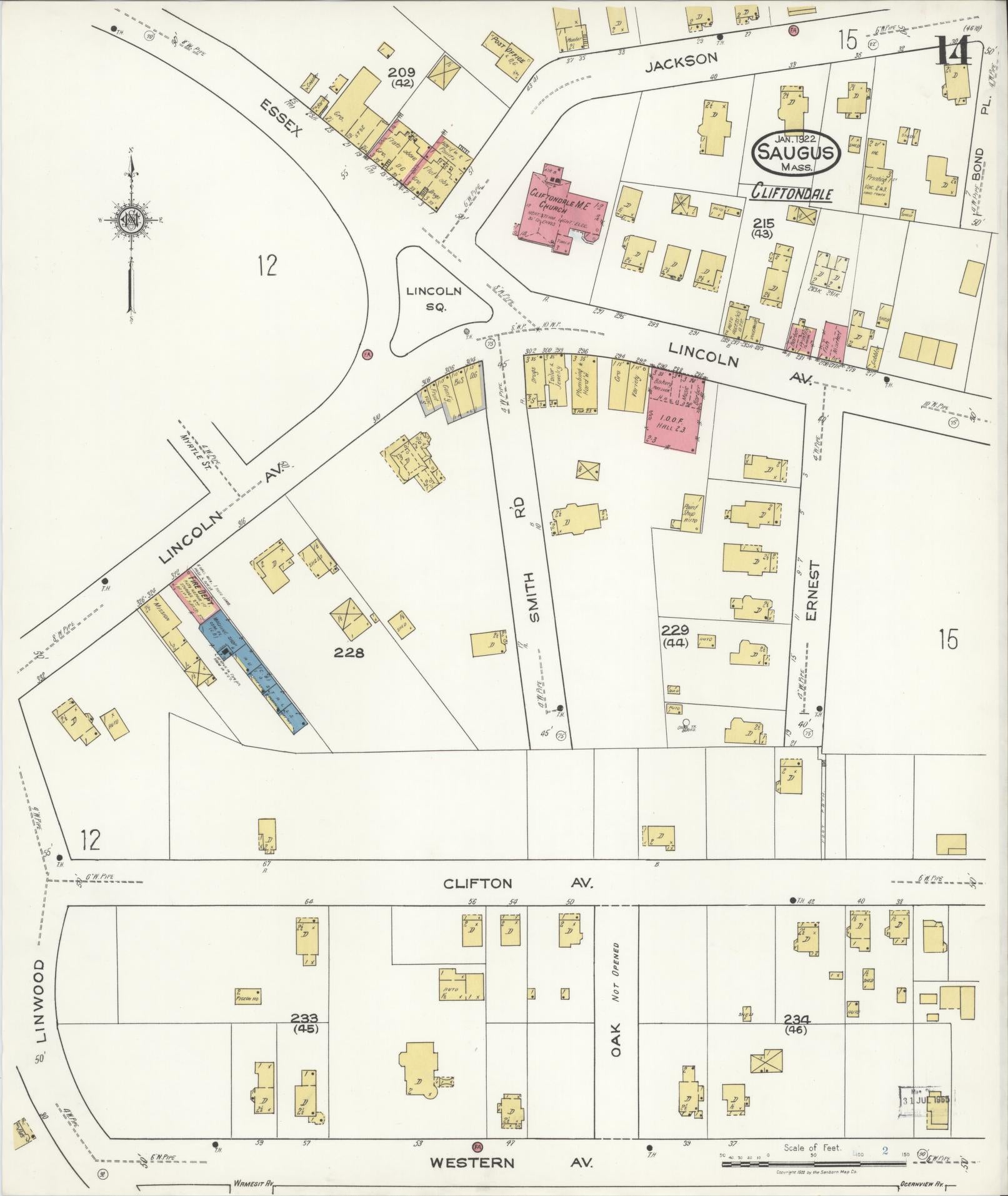 Sanborn Fire Insurance Map from Saugus, Essex County, Massachusetts (1922), Sheet #0014 - Complete Map Set gallery image, historic Sanborn map, vintage wall art, Massachusetts Massachusetts