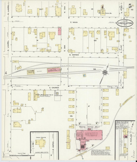 Sanborn Fire Insurance Map from Lincolnton, Lincoln County, North Carolina (1911), Sheet #0005 - Historic Sanborn Fire Insurance Map Print, vintage old map wall art, antique decor, genealogy gift, North Carolina North Carolina map