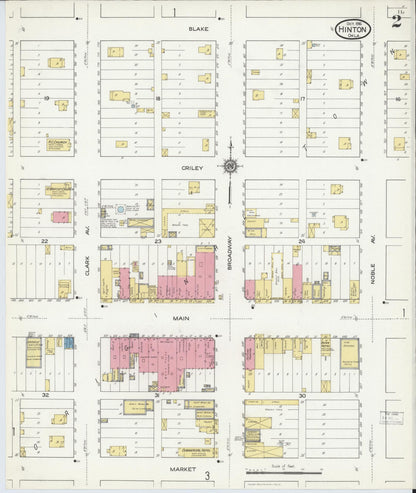 Sanborn Fire Insurance Map from Hinton, Caddo County, Oklahoma (1916), Sheet #0002 - Complete Map Set gallery image, historic Sanborn map, vintage wall art, Oklahoma Oklahoma