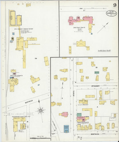 Sanborn Fire Insurance Map from Lowville, Lewis County, New York (1902), Sheet #0009 - Complete Map Set gallery image, historic Sanborn map, vintage wall art, New York New York