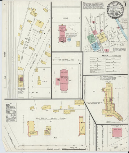 Sanborn Fire Insurance Map from Highland Park, Lake County, Illinois (1900), Sheet #0001 - Historic Sanborn Fire Insurance Map Print, vintage old map wall art, antique decor, genealogy gift, Illinois Illinois map