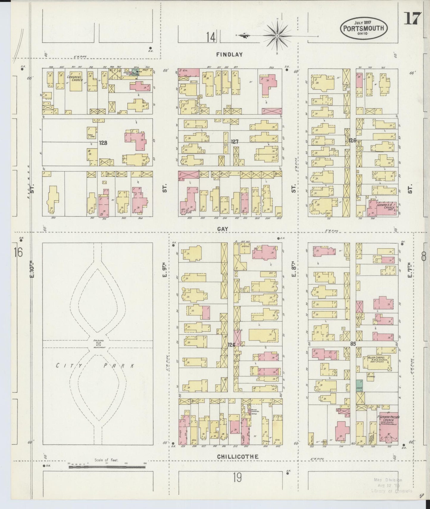 Sanborn Fire Insurance Map from Portsmouth, Scioto County, Ohio (1897), Sheet #0017 - Complete Map Set gallery image, historic Sanborn map, vintage wall art, Ohio Ohio
