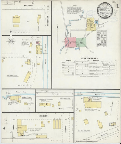 Sanborn Fire Insurance Map from Forestville, Chautauqua County, New York (1898), Sheet #0001 - Historic Sanborn Fire Insurance Map Print, vintage old map wall art, antique decor, genealogy gift, New York New York map
