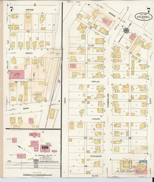 Sanborn Fire Insurance Map from Caldwell, Noble County, Ohio (1932), Sheet #0007 - Historic Sanborn Fire Insurance Map Print, vintage old map wall art, antique decor, genealogy gift, Ohio Ohio map