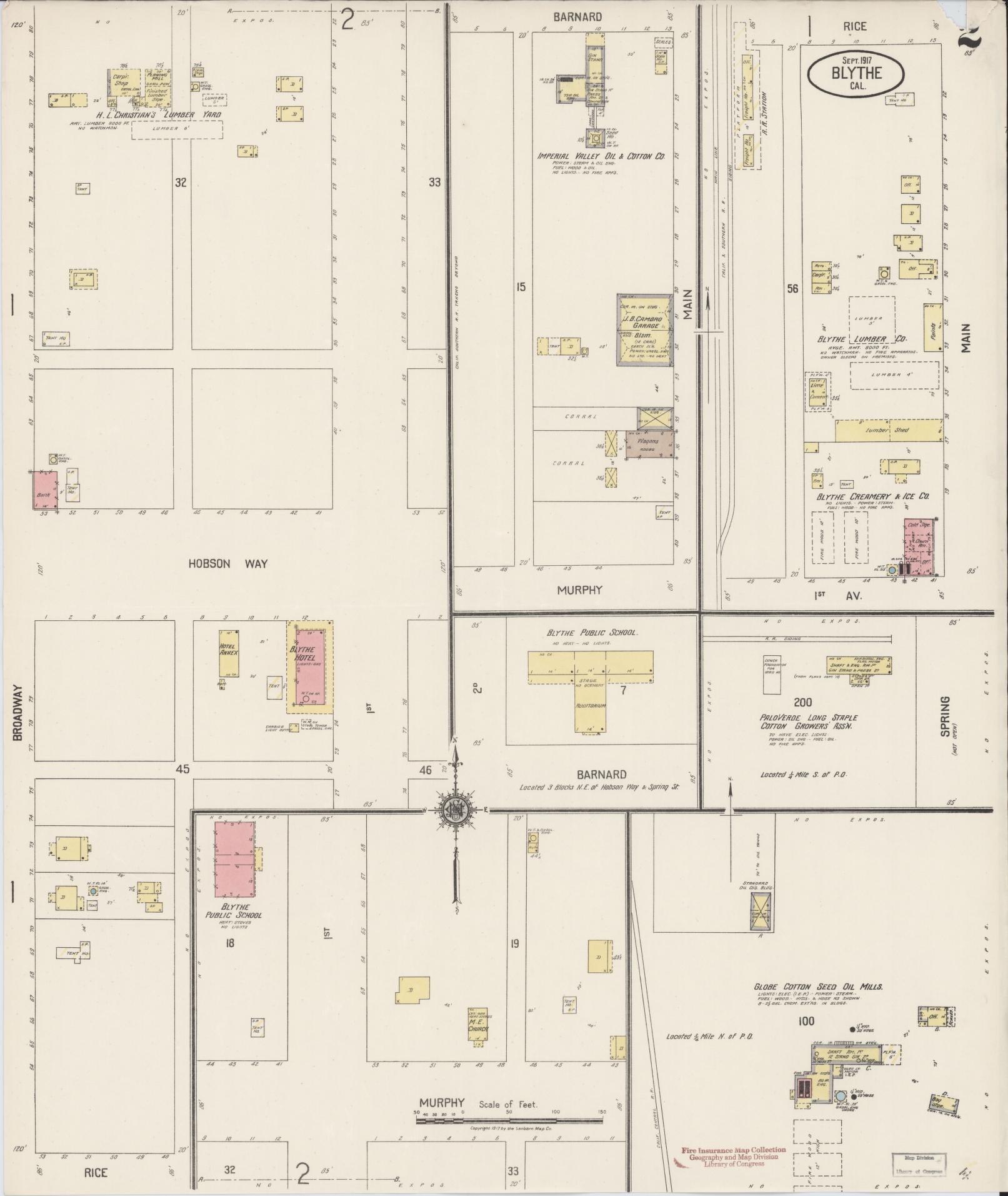 Sanborn Fire Insurance Map from Blythe, Riverside County, California (1917), Sheet #0002 - Historic Sanborn Fire Insurance Map Print, vintage old map wall art, antique decor, genealogy gift, California California map