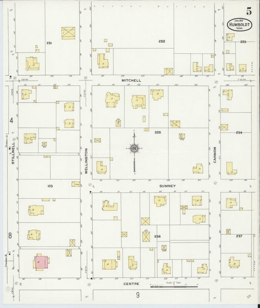 Sanborn Fire Insurance Map from Humboldt, Gibson County, Tennessee (1910), Sheet #0004 - Historic Sanborn Fire Insurance Map Print, vintage old map wall art, antique decor, genealogy gift, Tennessee Tennessee map
