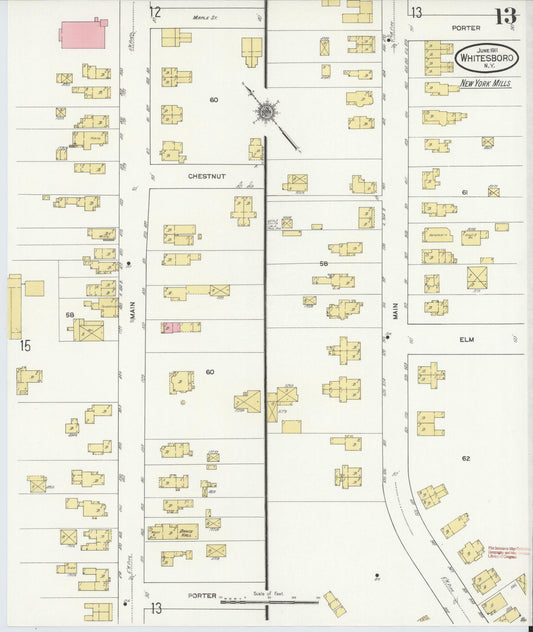 Sanborn Fire Insurance Map from Whitesboro, Oneida County, New York (1911), Sheet #0013 - Historic Sanborn Fire Insurance Map Print, vintage old map wall art, antique decor, genealogy gift, New York New York map