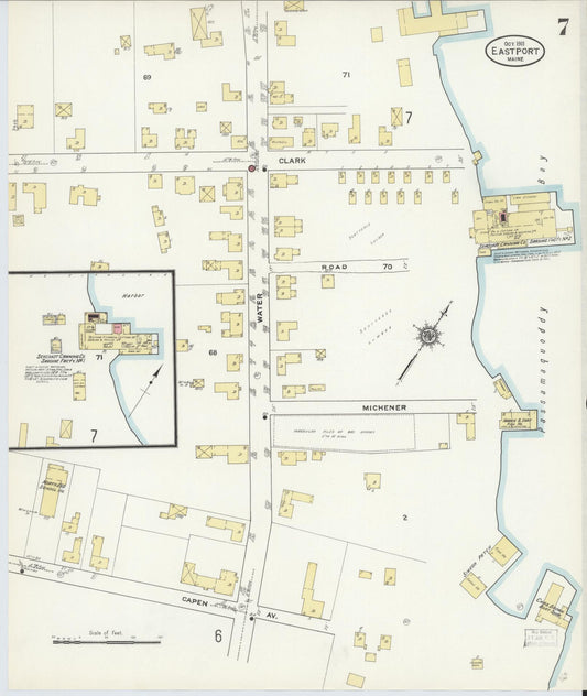 Sanborn Fire Insurance Map from Eastport, Washington County, Maine (1911), Sheet #0007 - Historic Sanborn Fire Insurance Map Print, vintage old map wall art, antique decor, genealogy gift, Maine Maine map