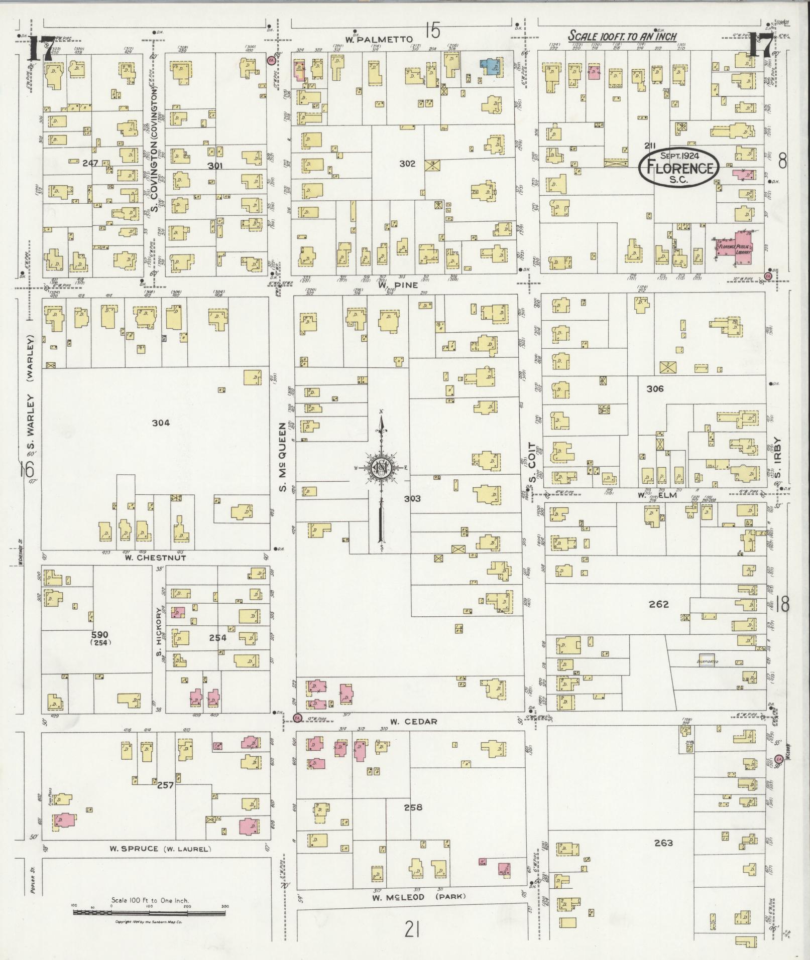 Sanborn Fire Insurance Map from Florence, Florence County, South ...