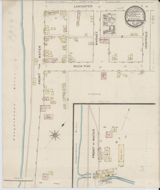 Sanborn Fire Insurance Map from Washington Borough, Lancaster County, Pennsylvania (1886), Sheet #0001 - Historic Sanborn Fire Insurance Map Print, vintage old map wall art, antique decor, genealogy gift, Pennsylvania Pennsylvania map