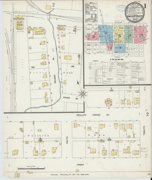 Sanborn Fire Insurance Map from South McAlester, Pittsburg County, Oklahoma (1897), Sheet #0001 - Complete Map Set gallery image, historic Sanborn map, vintage wall art, Oklahoma Oklahoma