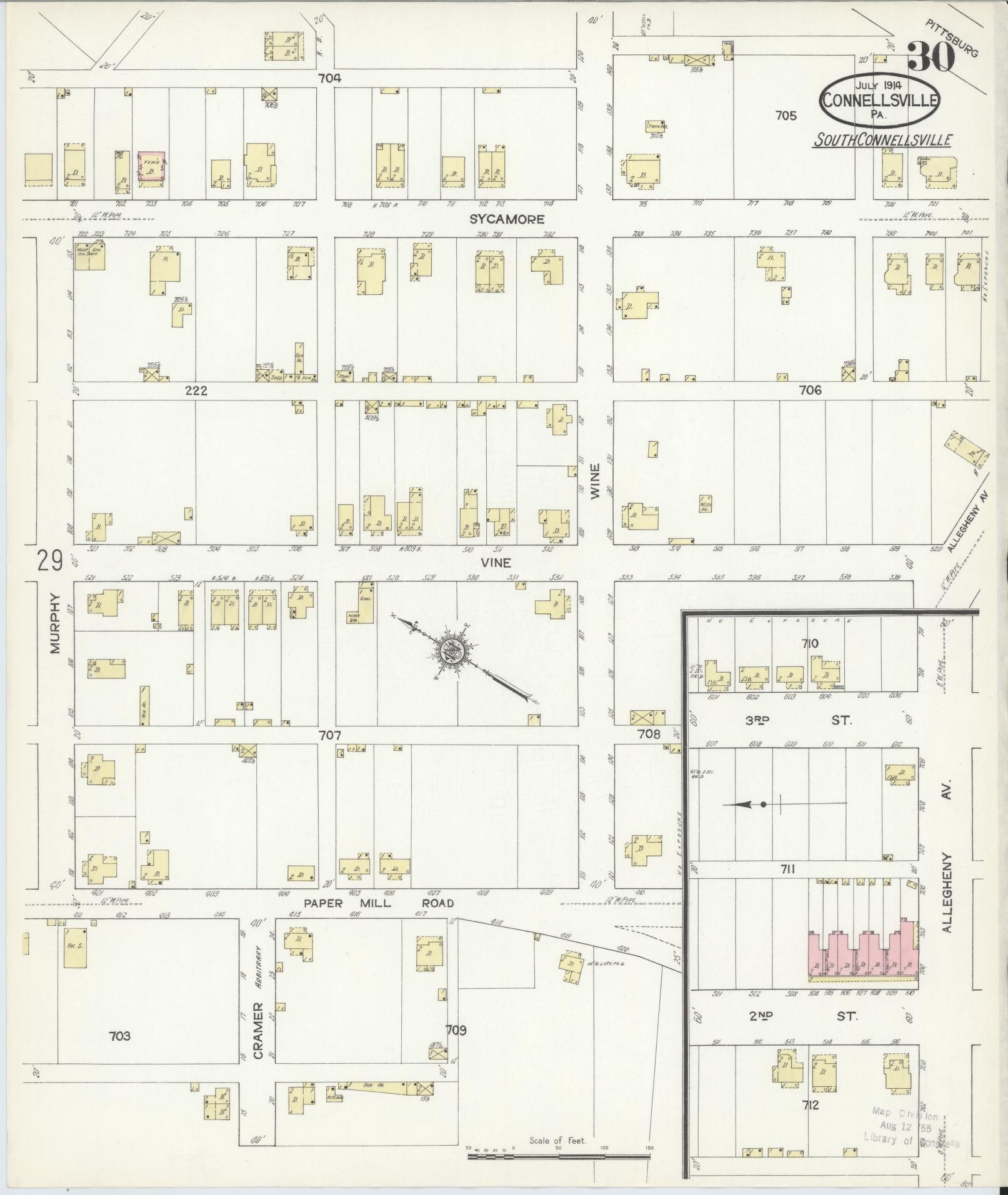 Sanborn Fire Insurance Map from Connellsville, Fayette County, Pennsylvania (1914), Sheet #0030 - Historic Sanborn Fire Insurance Map Print, vintage old map wall art, antique decor, genealogy gift, Pennsylvania Pennsylvania map