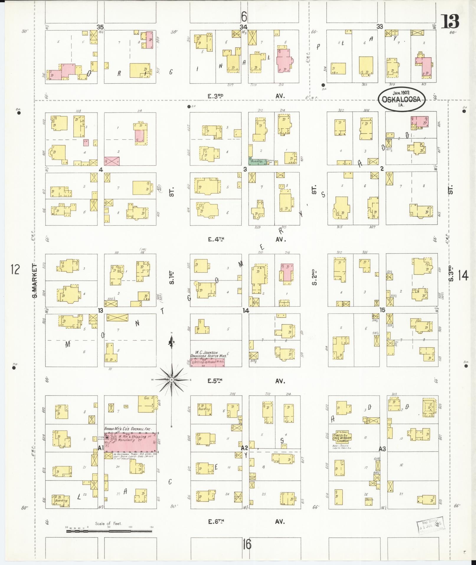 Sanborn Fire Insurance Map from Oskaloosa, Mahaska County, Iowa (1902), Sheet #0013 - Historic Sanborn Fire Insurance Map Print