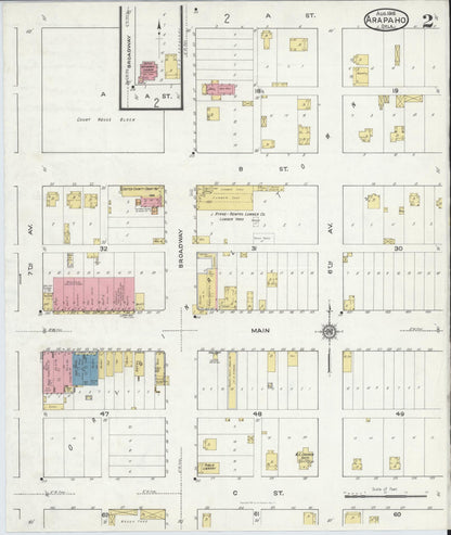 Sanborn Fire Insurance Map from Arapaho, Custer County, Oklahoma (1916), Sheet #0002 - Complete Map Set gallery image, historic Sanborn map, vintage wall art, Oklahoma Oklahoma