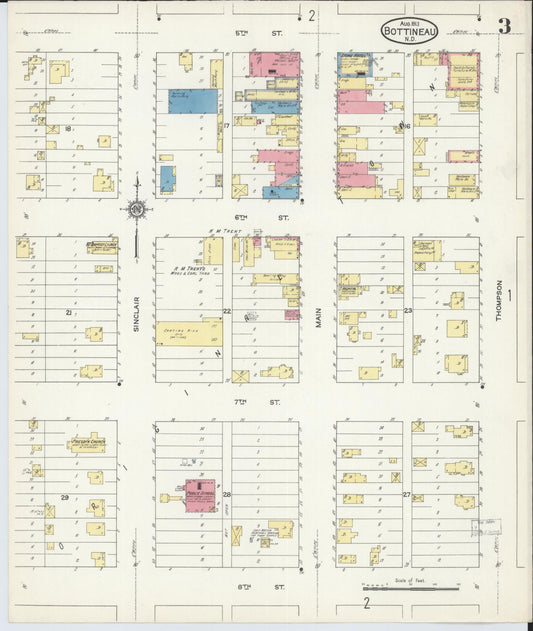 Sanborn Fire Insurance Map from Bottineau, Bottineau County, North Dakota (1913), Sheet #0003 - Historic Sanborn Fire Insurance Map Print, vintage old map wall art, antique decor, genealogy gift, North Dakota North Dakota map