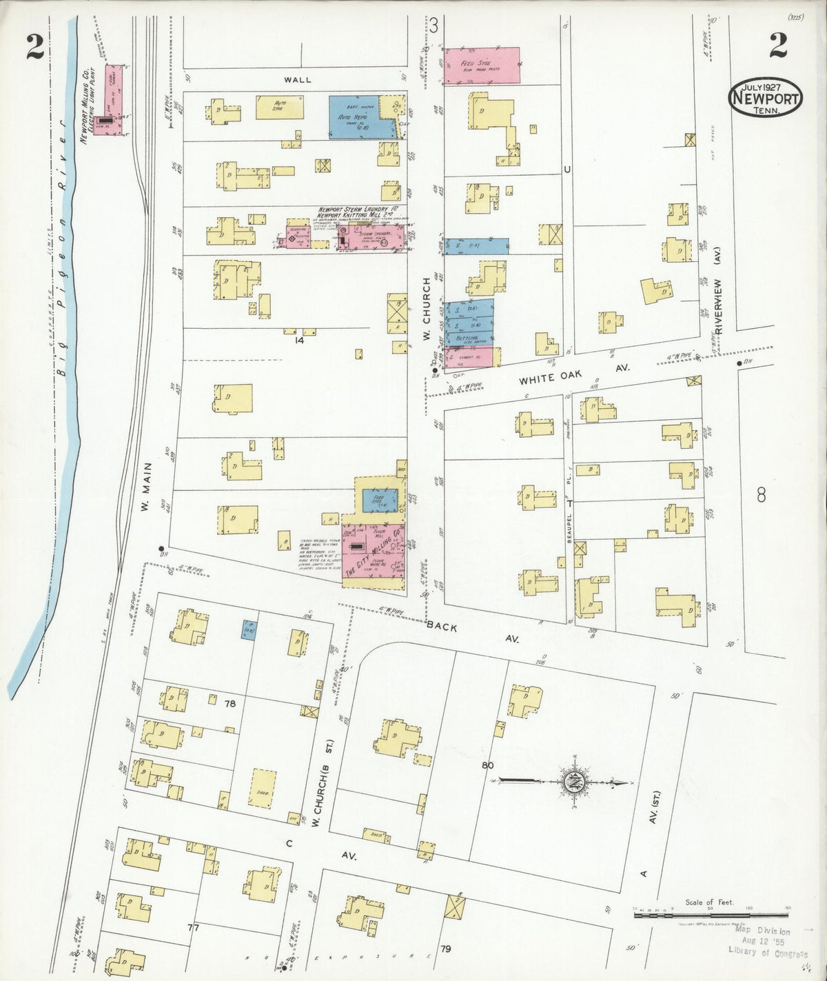 Sanborn Fire Insurance Map from Newport, Cocke County, Tennessee (1927), Sheet #0002 - Complete Map Set gallery image, historic Sanborn map, vintage wall art, Tennessee Tennessee