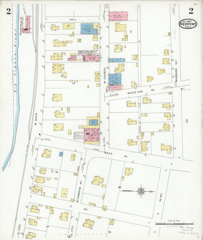 Sanborn Fire Insurance Map from Newport, Cocke County, Tennessee (1927), Sheet #0002 - Complete Map Set gallery image, historic Sanborn map, vintage wall art, Tennessee Tennessee