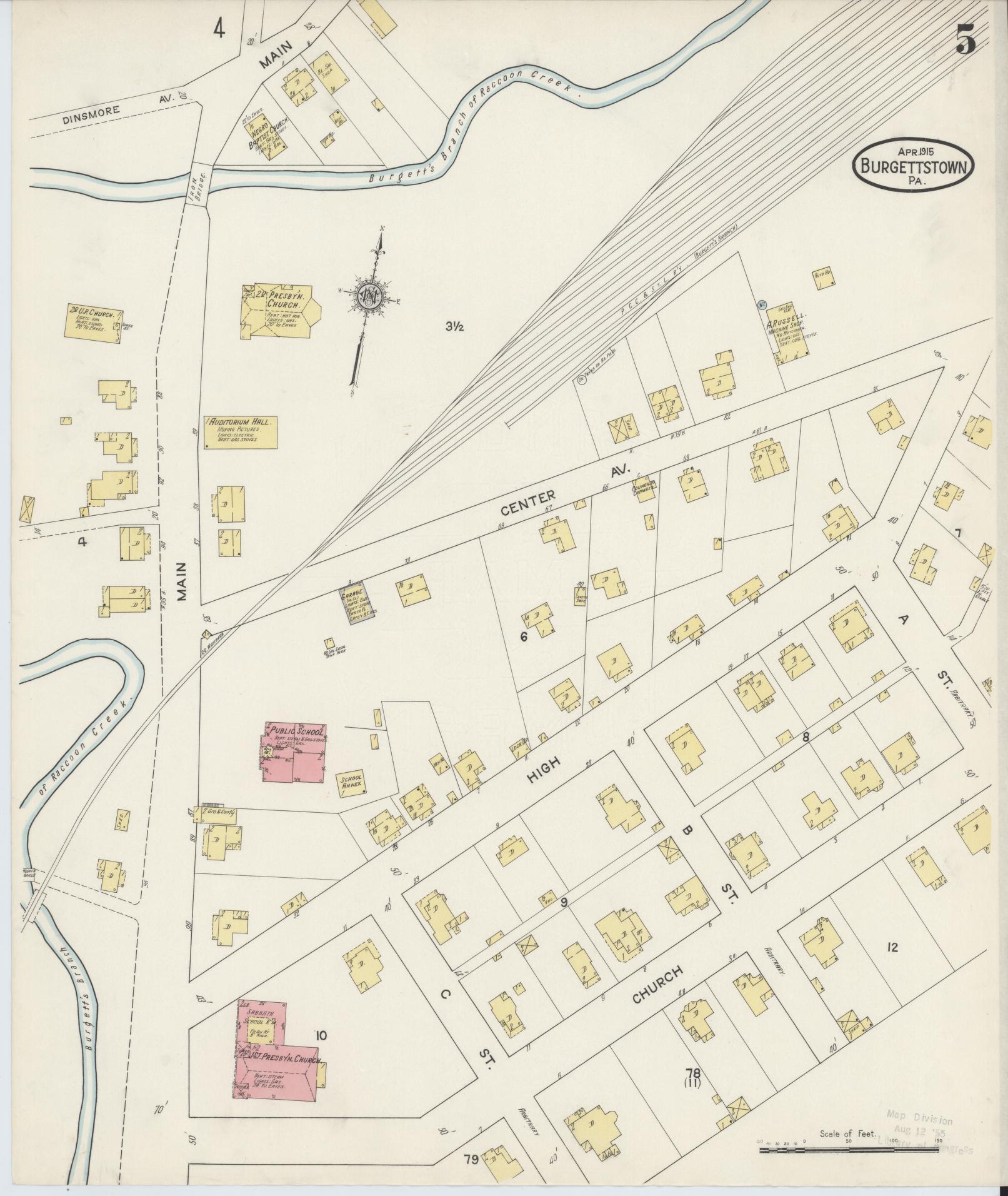 Sanborn Fire Insurance Map from Burgettstown, Washington County, Pennsylvania (1915), Sheet #0005 - Historic Sanborn Fire Insurance Map Print, vintage old map wall art, antique decor, genealogy gift, Pennsylvania Pennsylvania map